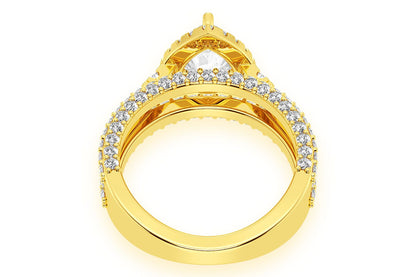 1.50CT PEAR SOLITAIRE - THREE ROW - DIAMOND ENGAGEMENT RING
