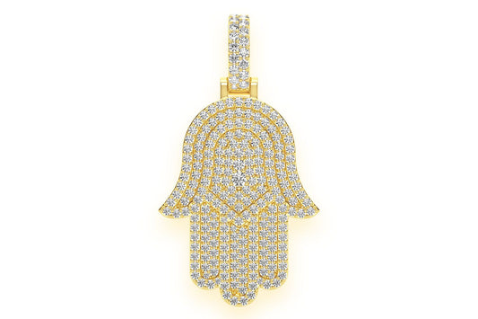 HAMSA DIAMOND PENDANT 14K SOLID GOLD 3.75CTW