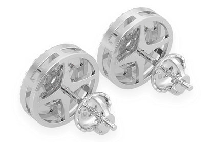 3.00CTW FLOWER HALO STUD DIAMOND EARRINGS 14K SOLID GOLD