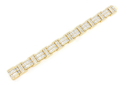 2 ROW BAGUETTE & ROUND DIAMOND BRACELET 14K SOLID GOLD 23.50CTW