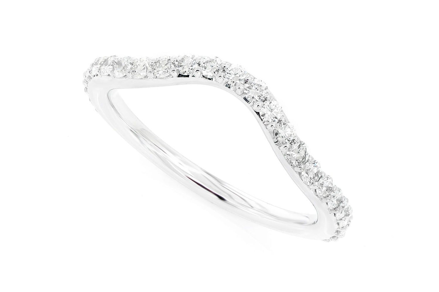 PITCH B CURVED DIAMOND BAND 14K SOLID GOLD 0.40CTW