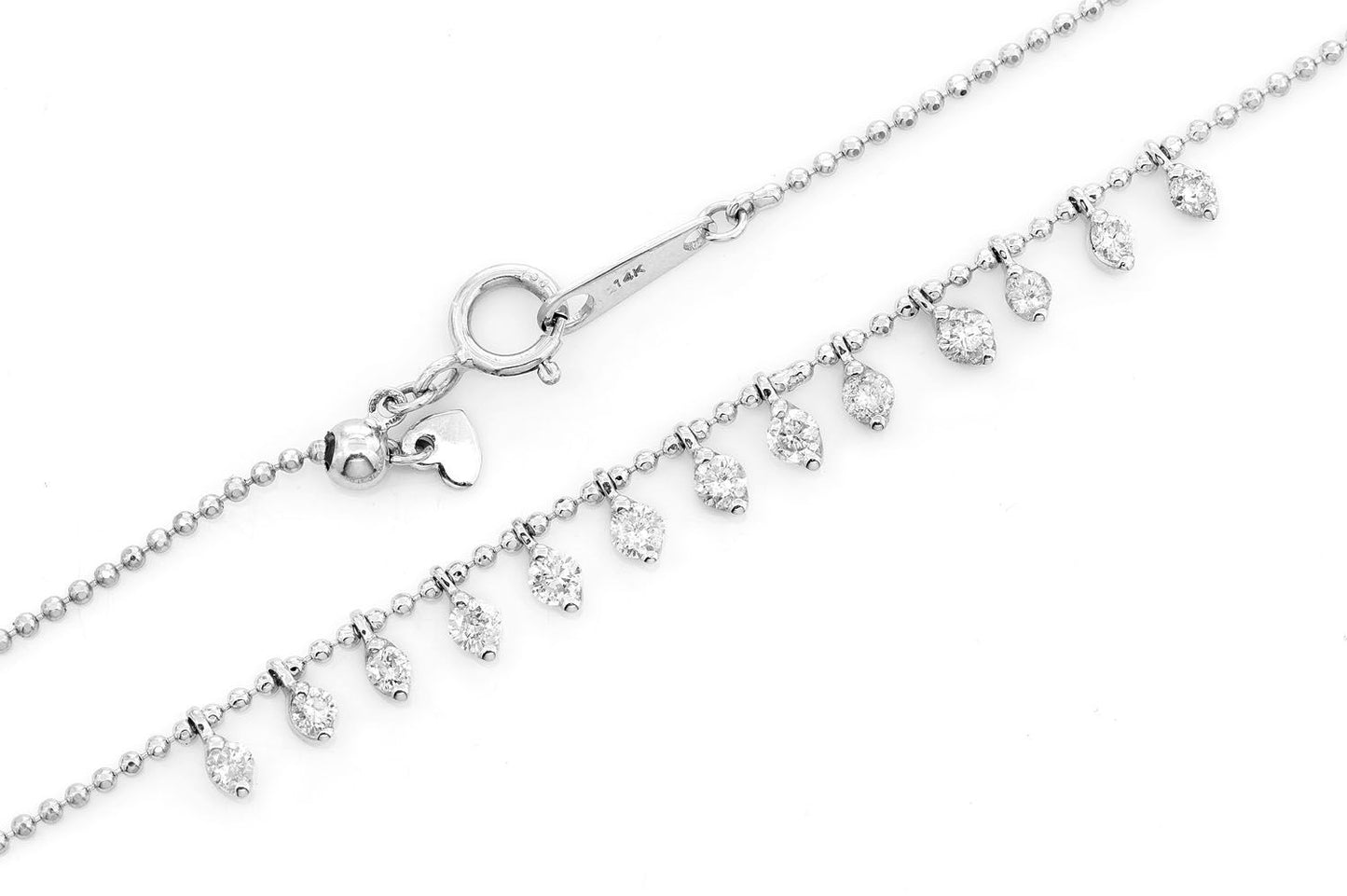 13 STONE DIAMOND NECKLACE 14K SOLID GOLD 0.50CTW