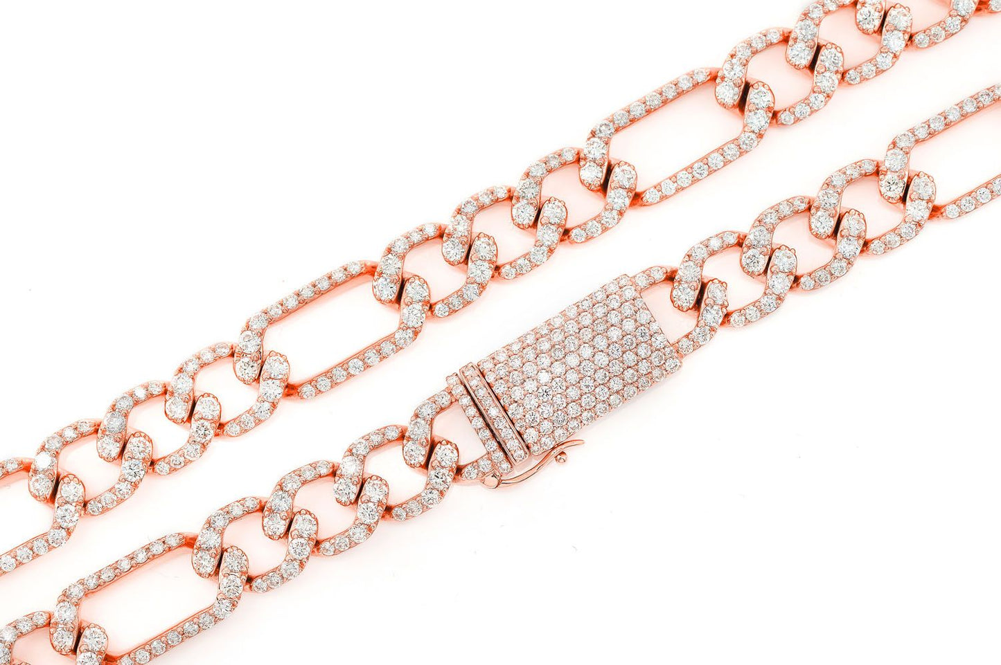 8MM FIGARO LINK DIAMOND NECKLACE 14K SOLID GOLD 17.00CTW