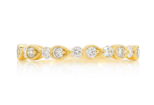 ROUND & PEAR BEZEL STACKABLE DIAMOND BAND 14K SOLID GOLD 0.35CTW
