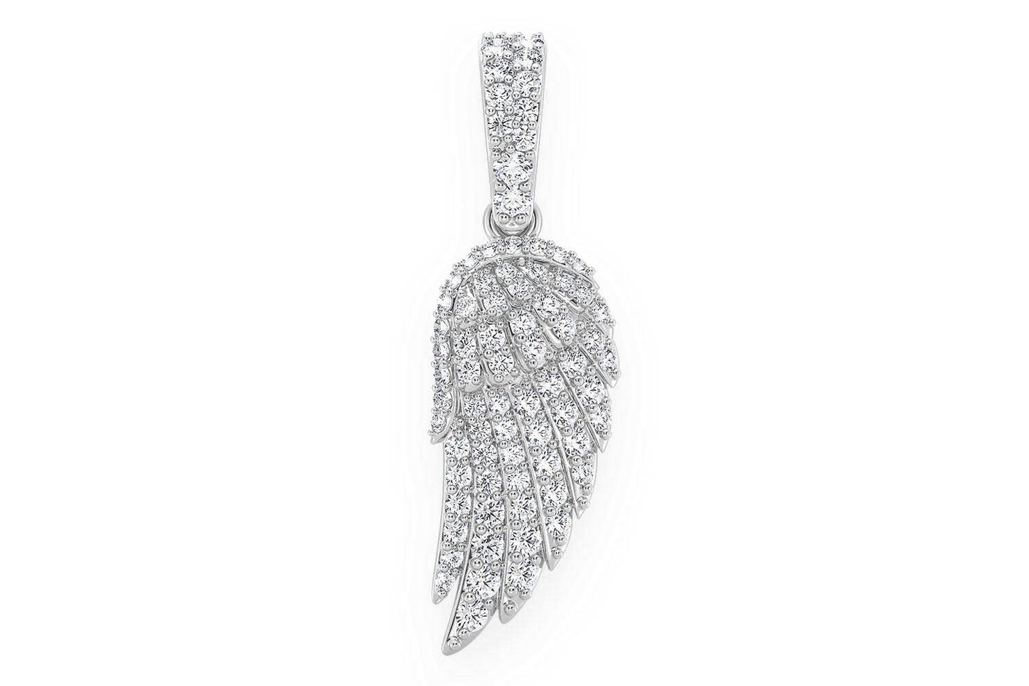 PANDANT CU DIAMANT ARIPA DE ÎNGER, AUR MASIV DE 14K, 0.45CT
