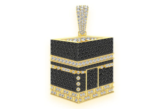 KAABA BLACK & WHITE DIAMOND PENDANT 14K SOLID GOLD 2.60CTW