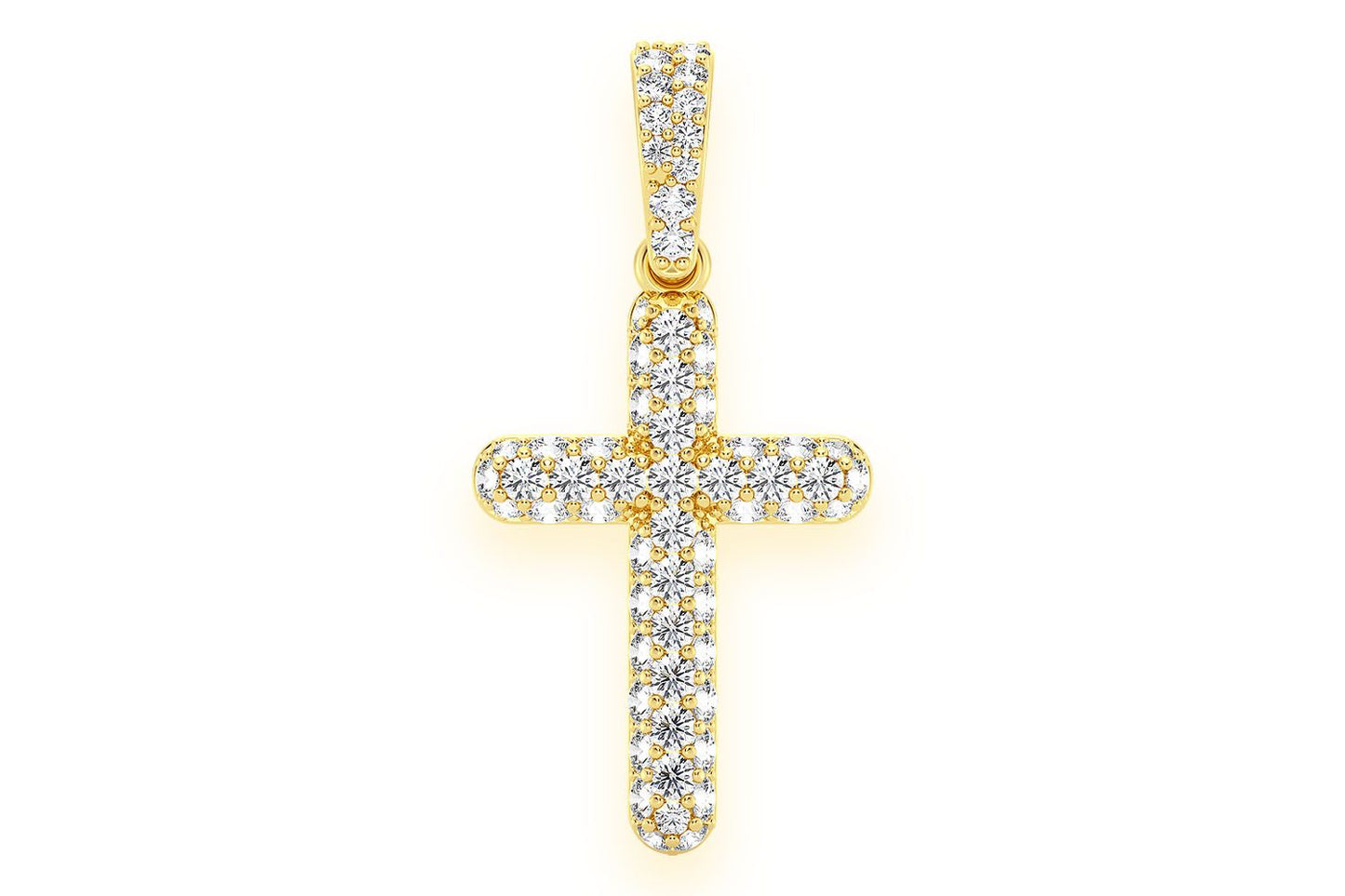 Pandantiv cu cruce bubble cu diamant, aur masiv de 14k, 0.50ct