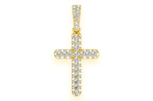 BUBBLY CROSS DIAMOND PENDANT 14K SOLID GOLD 0.50CTW