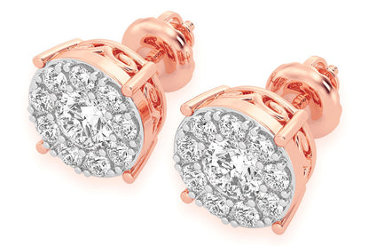 CERCEI CU DIAMANT ȘTIF, MOZAIC, 1.00CTW, AUR MASIV DE 14K