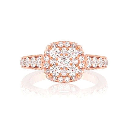 1.00CTW SQUARE PAVE CENTER - DIAMOND ENGAGEMENT RING