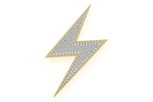 LIGHTNING BOLT DOUBLE LAYER DIAMOND PENDANT 14K SOLID GOLD 2.75CTW
