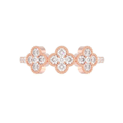 CLOVER DIAMOND RING 14K SOLID GOLD 0.75CTW