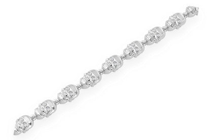 BLACK DIAMOND & WHITE DIAMOND SKULL LINK BRACELET 14K SOLID GOLD 1.50CTW