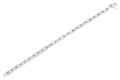 DIAMOND PAVE ENLONGATED ROLO LINK BRACELET 14K SOLID GOLD 0.70CTW