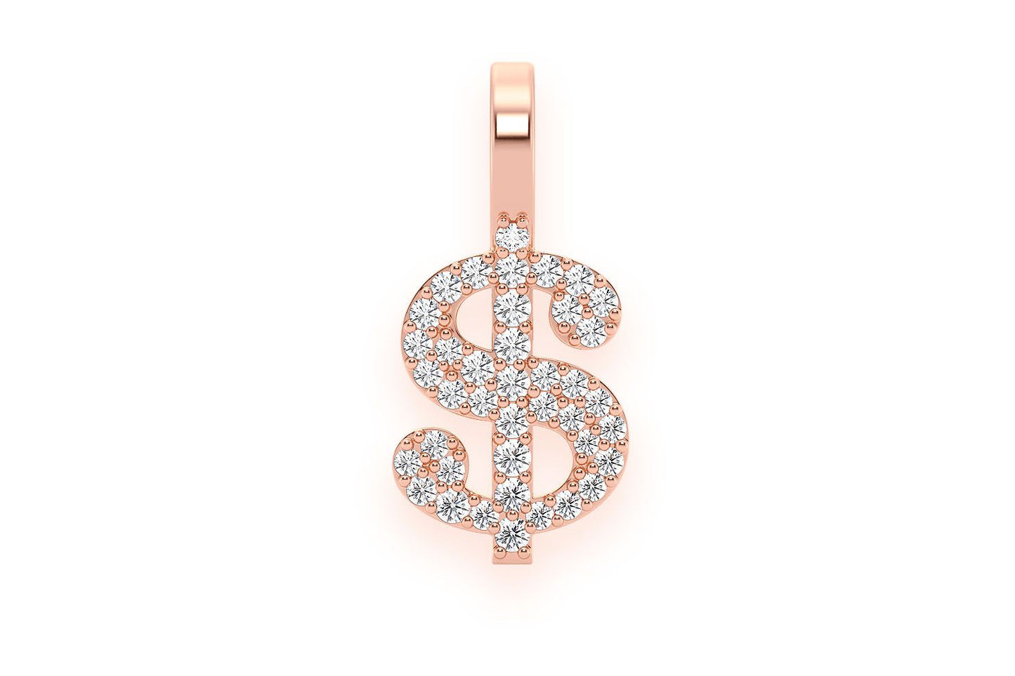 PANDANT CU DIAMANT CU SIGNUL DOLLARULUI, AUR MASIV DE 14K, 0.20CTW