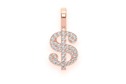 PANDANT CU DIAMANT CU SIGNUL DOLLARULUI, AUR MASIV DE 14K, 0.20CTW