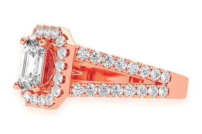 SPHINX - 0.75CT EMERALD CUT SOLITAIRE - HALO SPLIT SHANK - DIAMOND ENGAGEMENT RING