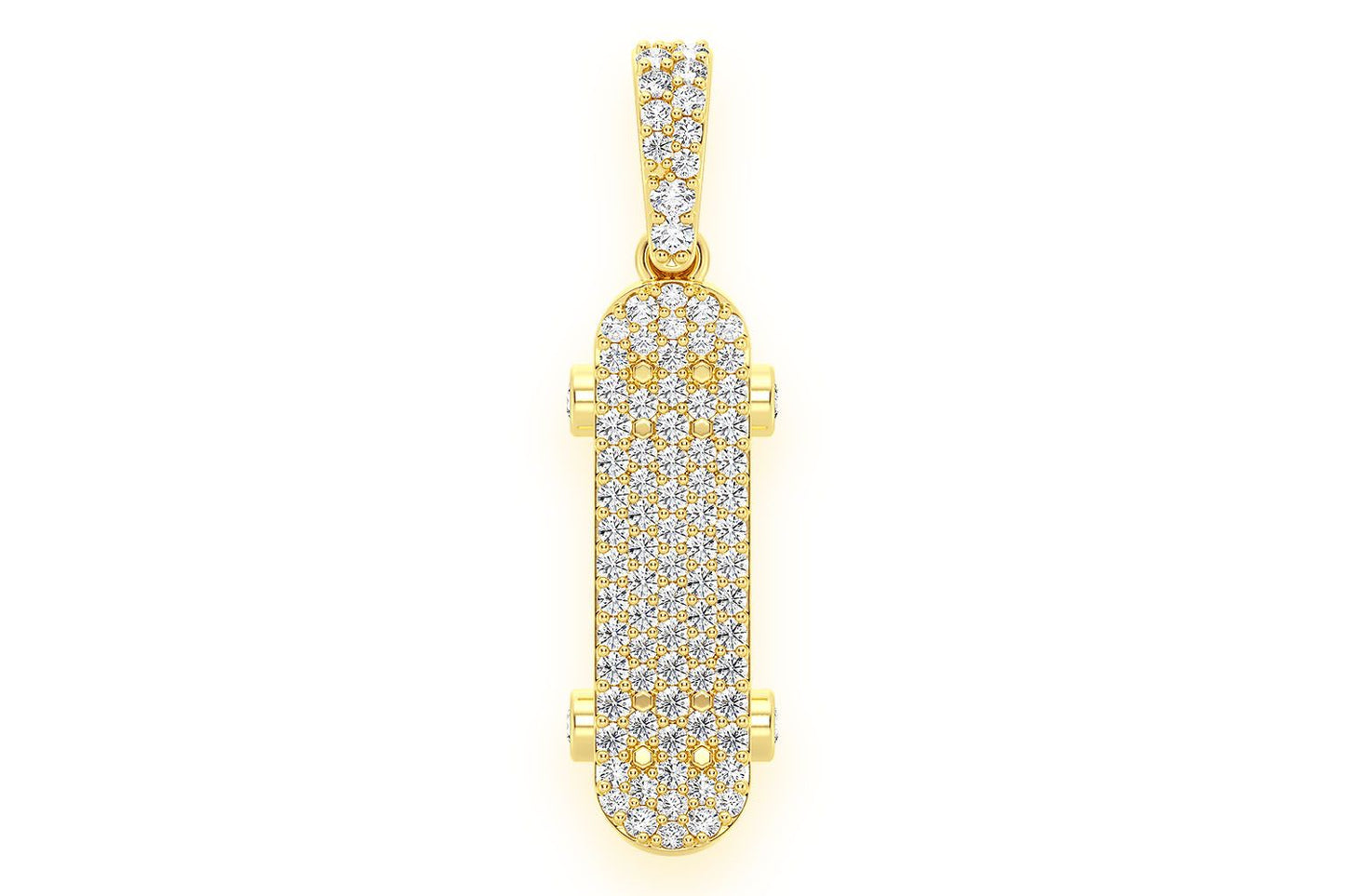 SKATEBOARD DIAMOND PENDANT 14K SOLID GOLD 0.35CTW
