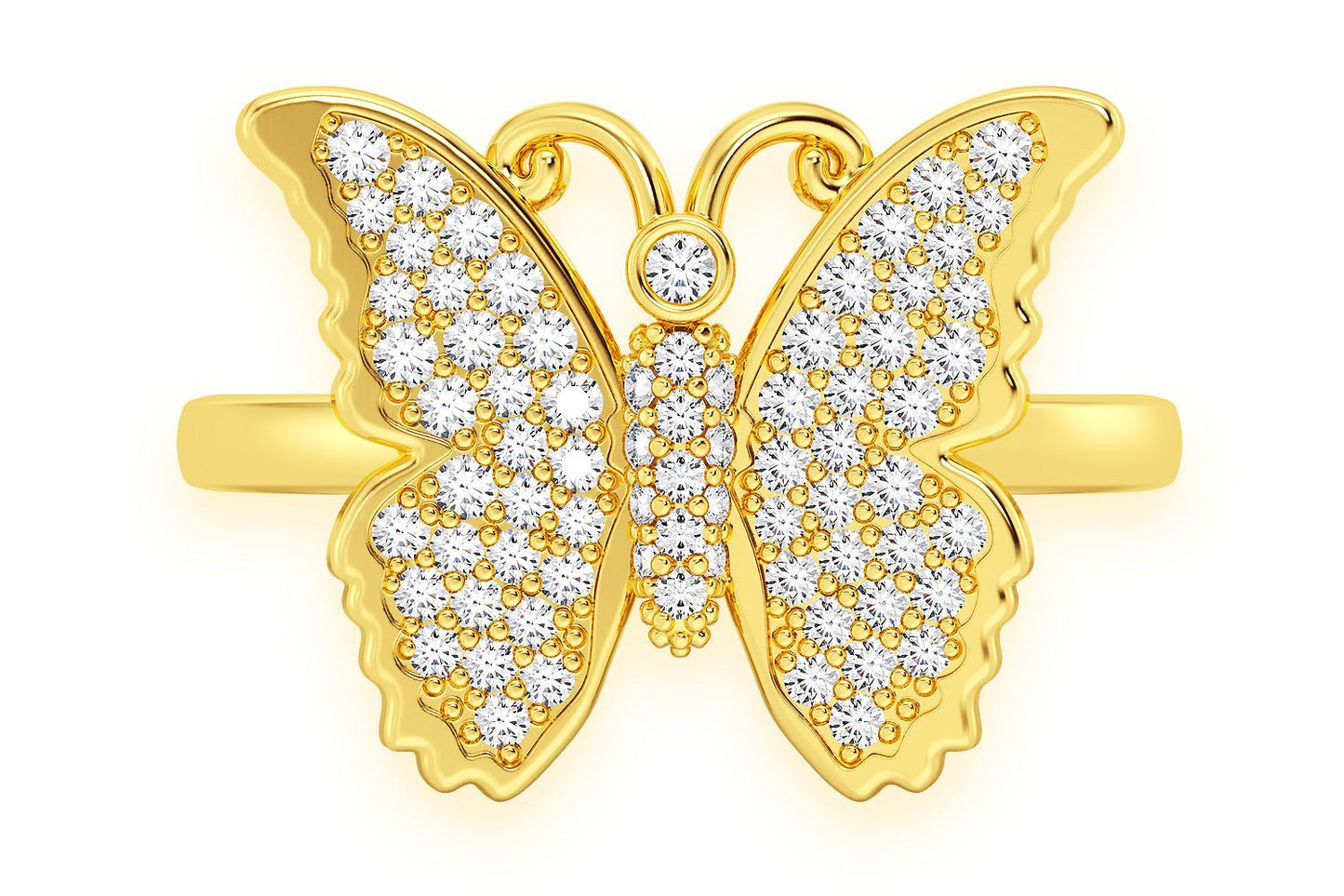 INEL CU DIAMANT FLUTURE, AUR MASIV DE 14K, 0.40CT