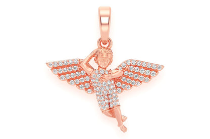 ANGEL DIAMOND PENDANT 14K SOLID GOLD .33CTW