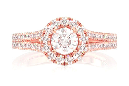INEL DE LOGODNĂ SOLITAIRE ROTUND CU DIAMANT ȘI TIJĂ DESPĂRȚITĂ 1.05CTW - AUR MASIV DE 14K