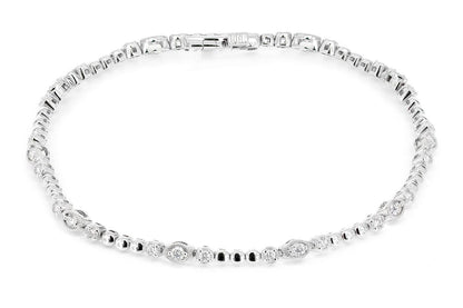 BEADED AND DIAMOND DECO MILGRAIN BRACELET 0.60CTW 14K SOLID GOLD