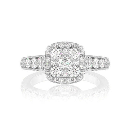 1.00CTW SQUARE PAVE CENTER - DIAMOND ENGAGEMENT RING