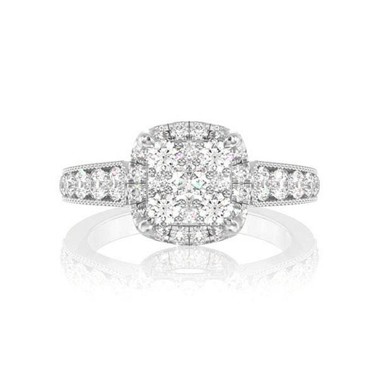 1.00CTW SQUARE PAVE CENTER - DIAMOND ENGAGEMENT RING
