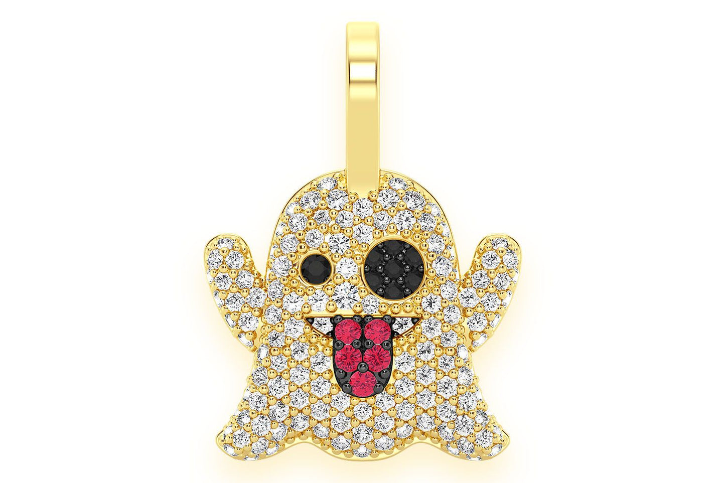 GHOST RUBY & DIAMOND PENDANT 14K SOLID GOLD 0.50CTW