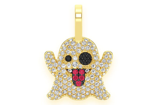 GHOST RUBY & DIAMOND PENDANT 14K SOLID GOLD 0.50CTW