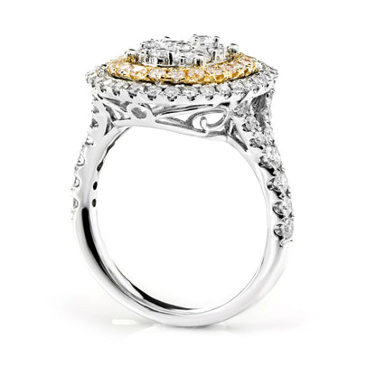 OVAL CLUSTER DOUBLE DIAMOND HALO RING 14K SOLID GOLD 1.50CTW