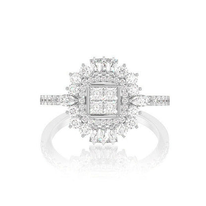 ART DECO PRINCESS DIAMOND RING 14K SOLID GOLD 1.50CTW