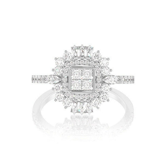 ART DECO PRINCESS DIAMOND RING 14K SOLID GOLD 1.50CTW