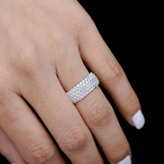 FIVE ROW BUBBLY DIAMOND BAND 14K SOLID GOLD 1.00CTW
