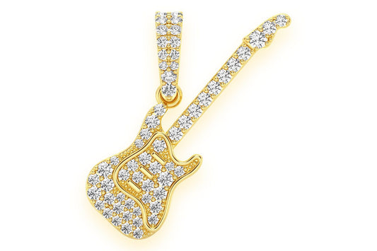 ELECTRIC GUITAR DIAMOND PENDANT 14K SOLID GOLD .33CTW