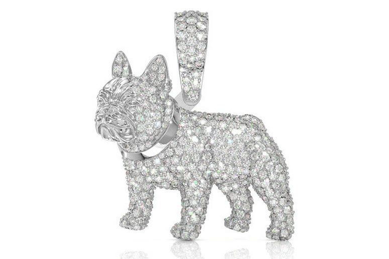 PANDANT BULLDOG CU DIAMANT AUR MASIV DE 14K 2.25CT