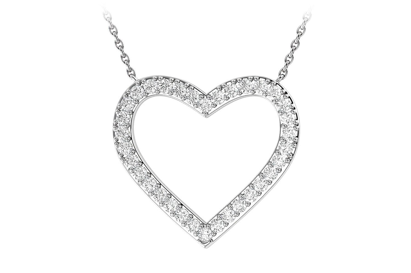 COLIER PENDANT CU INIMĂ DESCHISĂ ȘI DIAMANT ATAȘAT, AUR MASIV DE 14K 0.30CTW