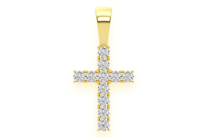 MIRACLE SET CROSS DIAMOND PENDANT 14K SOLID GOLD 0.15CTW