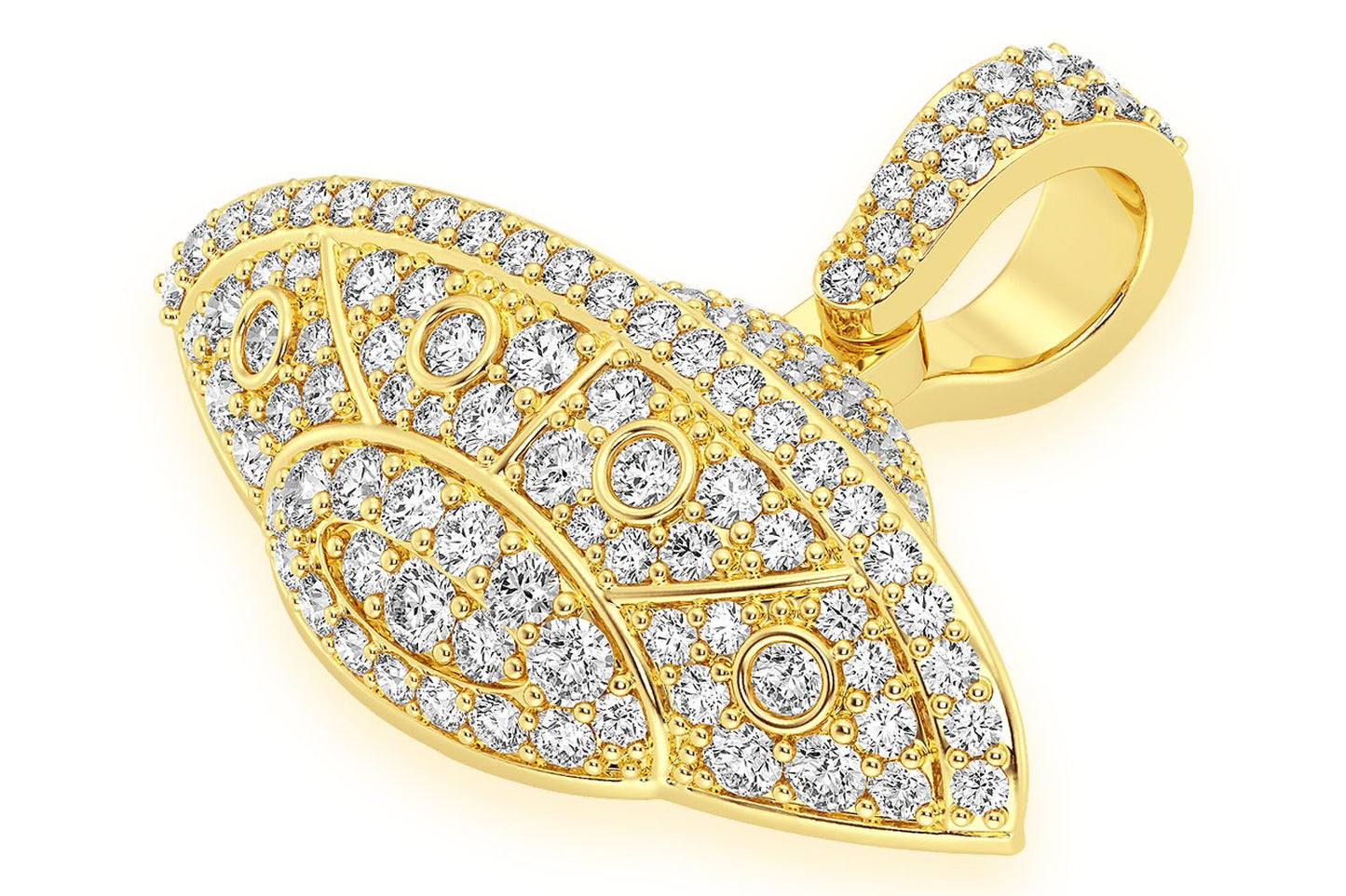 UFO SPACESHIP DIAMOND PENDANT 14K SOLID GOLD 1.25CTW
