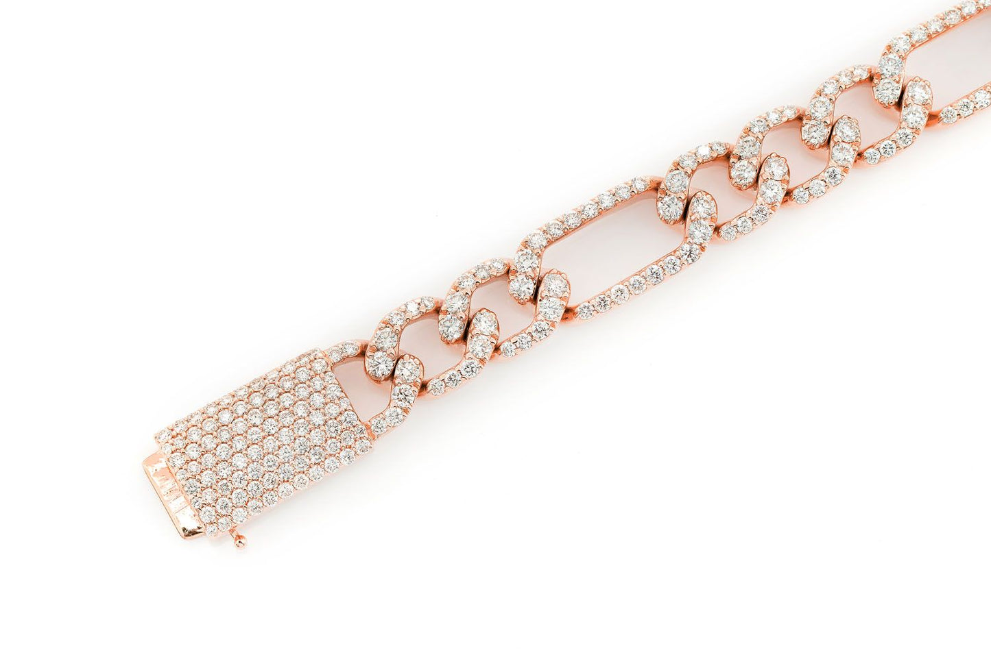 6MM FIGARO LINK DIAMOND BRACELET 14K SOLID GOLD 3.50CTW