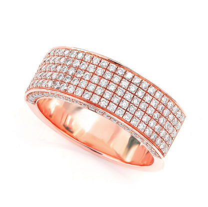 FIVE ROW PAVE DIAMOND BAND RING 14K SOLID GOLD 1.00CTW