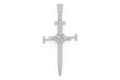 PANDANT CU DIAMANT ȘI CRUCE DE UNGHII, AUR MASIV DE 14K, 2,25 CT