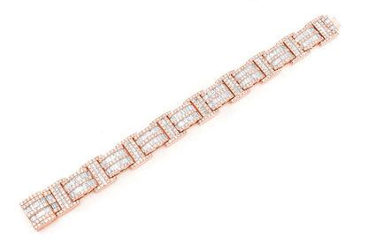 2 ROW BAGUETTE & ROUND DIAMOND BRACELET 14K SOLID GOLD 23.50CTW