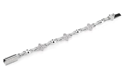 BEADED MARQUISE FLOWER ROLO BRACELET 14K SOLID GOLD 14.50CTW