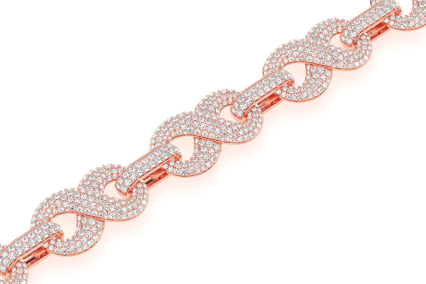 INFINITY LINK DIAMOND BRACELET 14K SOLID GOLD 9.00CTW