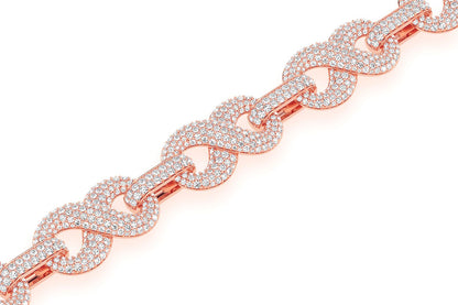 INFINITY LINK DIAMOND BRACELET 14K SOLID GOLD 9.00CTW
