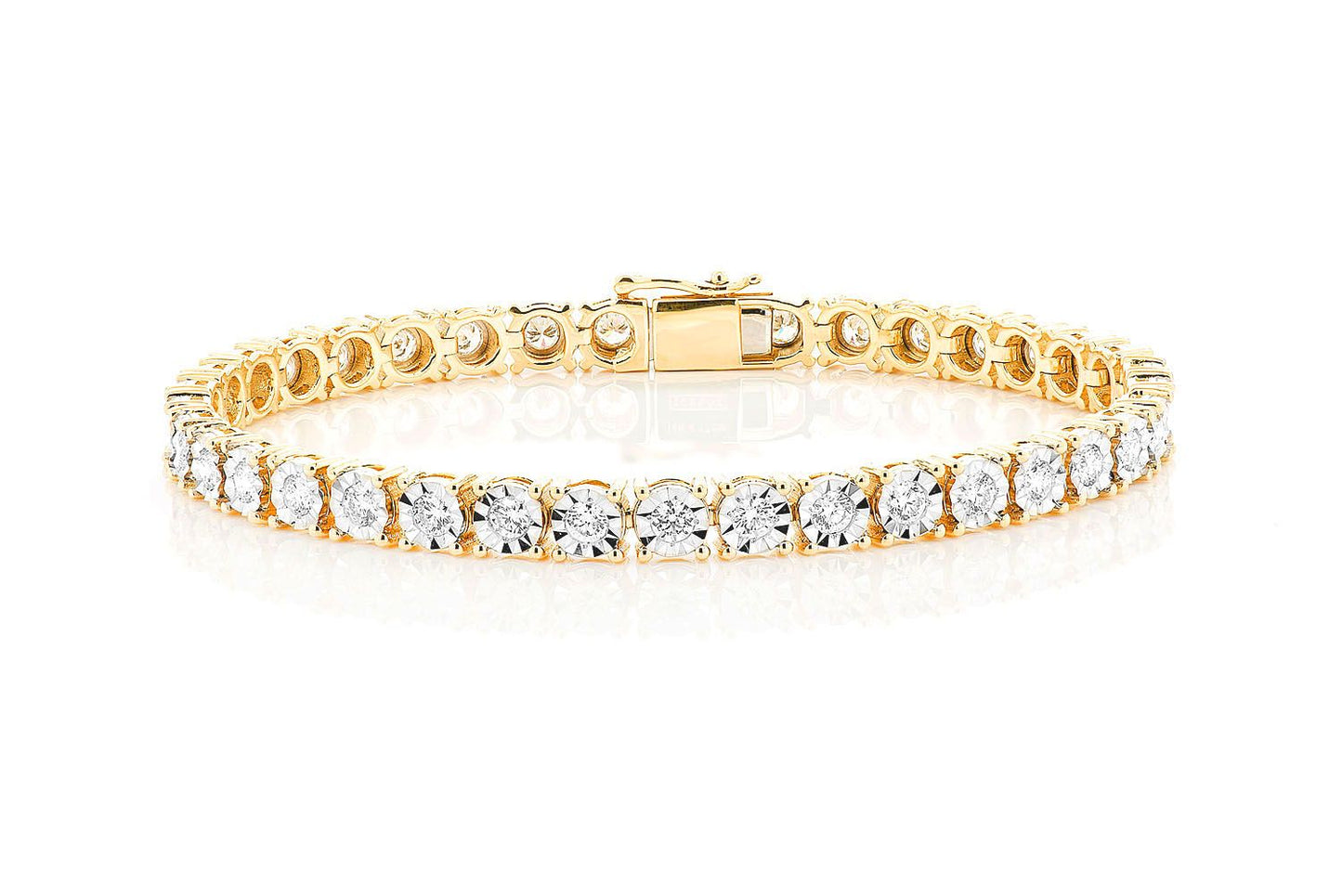 12PT MIRACLE SET DIAMOND TENNIS BRACELET 14K SOLID GOLD 4.15CTW