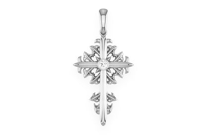 FILIGREE CROSS 14K SOLID GOLD .02CTW