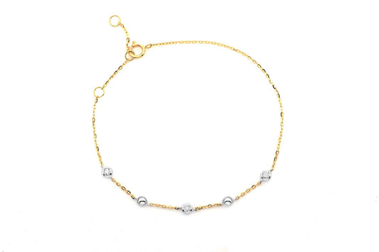 BEAD & BEZEL DIAMOND BRACELET 14K SOLID GOLD 0.05CTW