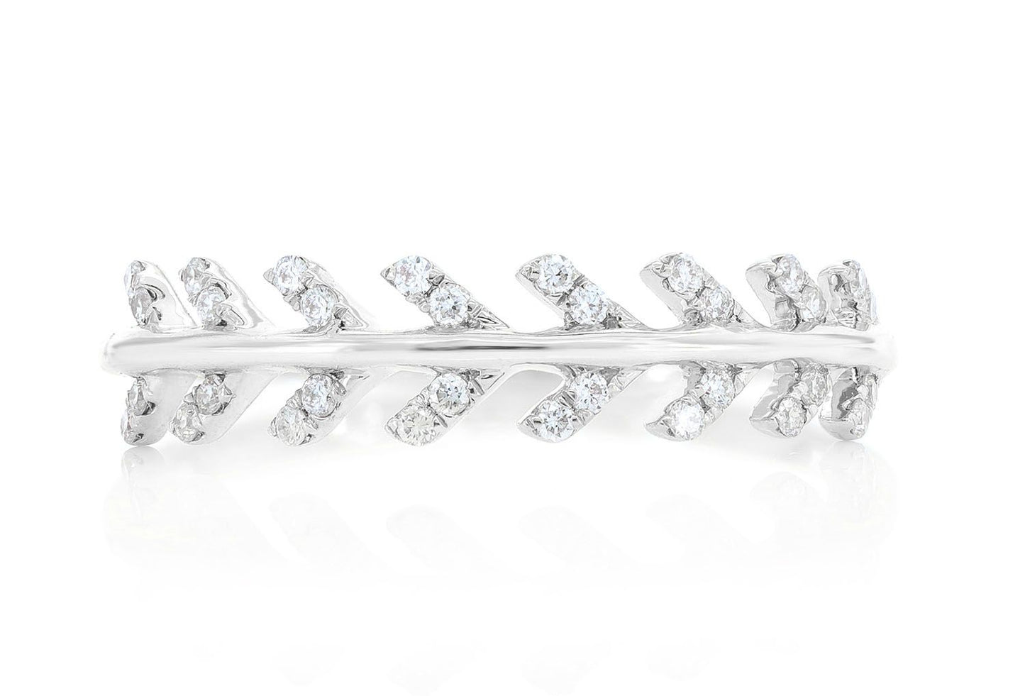 LEAF STACKABLE WEDDING BAND 14K SOLID GOLD .15CTW
